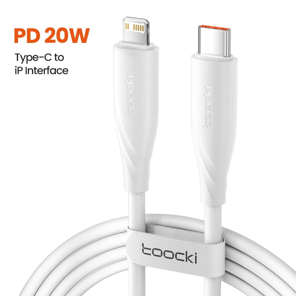 Toocki PD 20W Cable For iPhone 14 13 12 11 Pro Max 8 7 Plus Macbook 2.4A Fast Charging USB C To Lighting Cable Data Wire 1M 2M