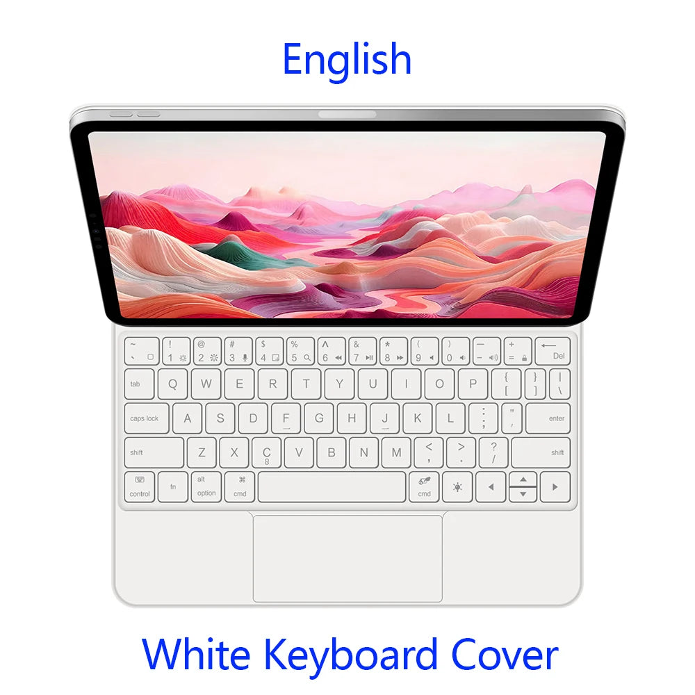 AJIUYU Magic Keyboard Folio For iPad Pro 11 inch (M4) 2024 A2836 A2837 Smart Magnetic Case Multi-touch Backlight Keyboard Cover