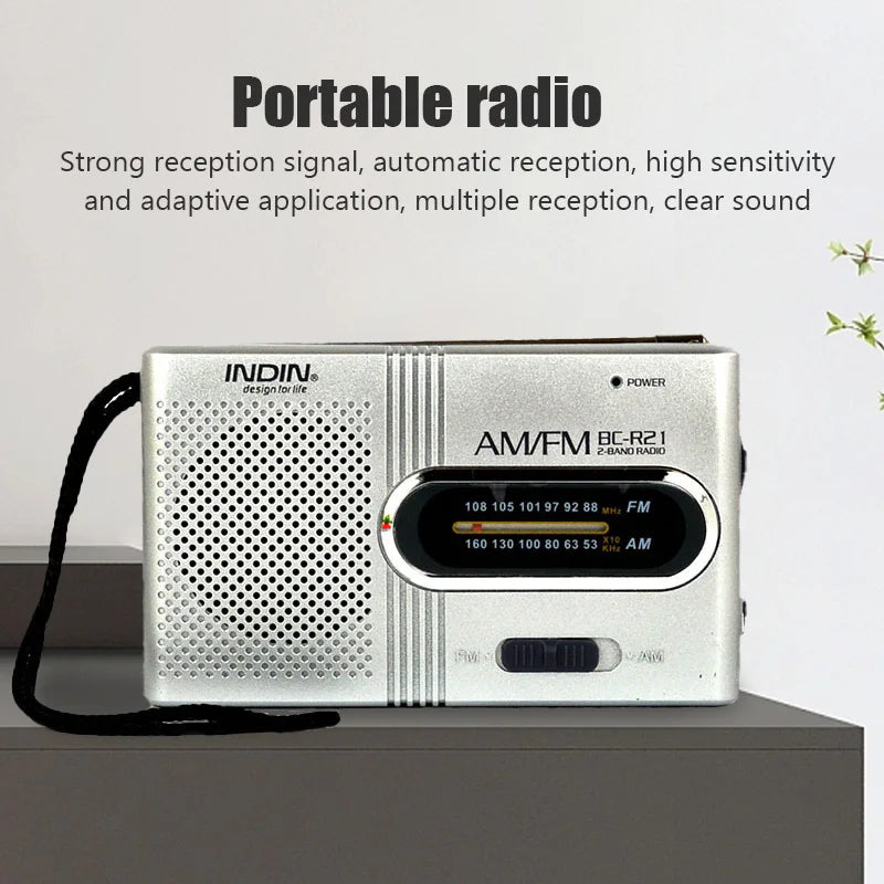 NEW Portable Mini Radio Handheld Dual Band AM FM Music Player Speaker with Telescopic Antenna Outdoor Radio Stereo