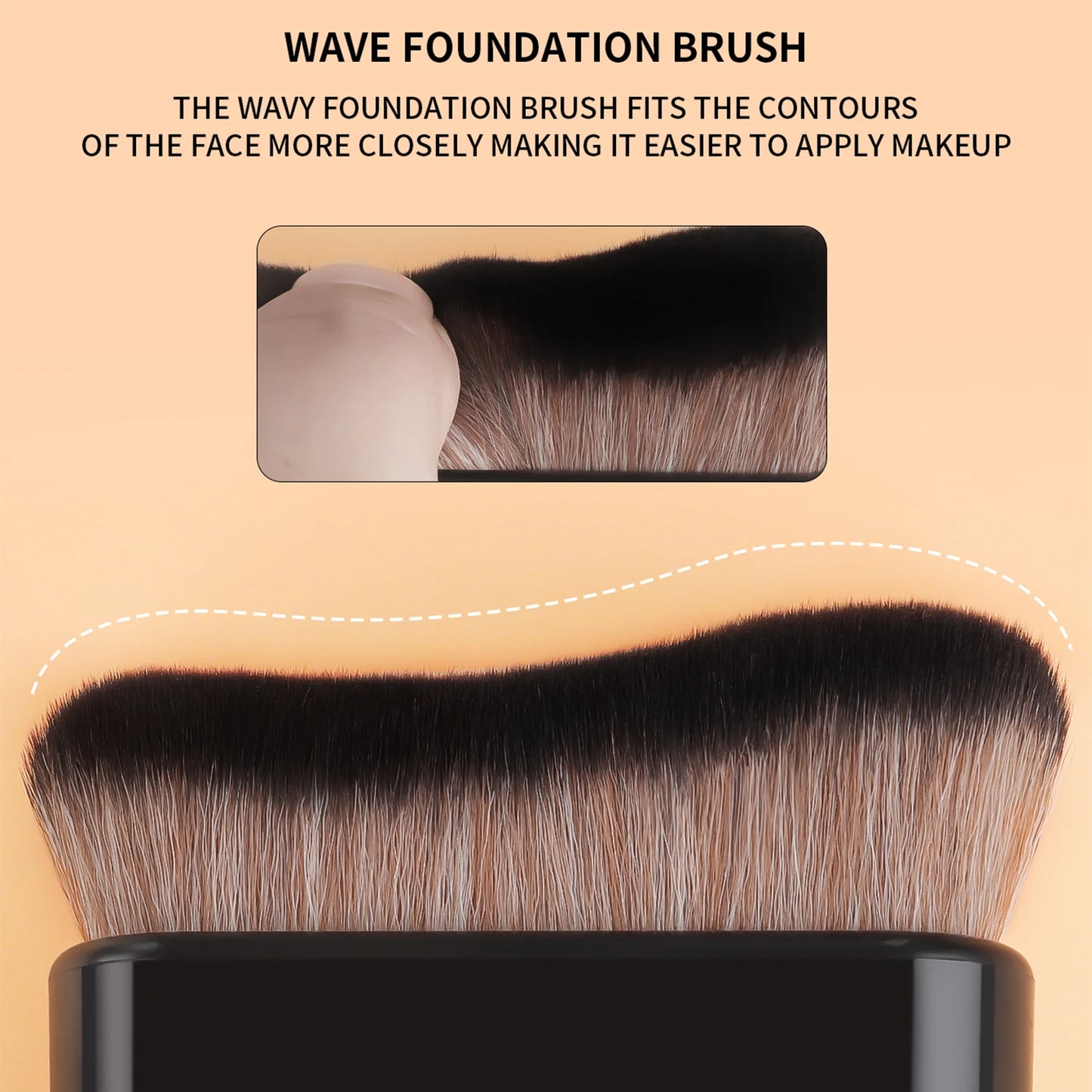 Foundation Brush, 1pcs Plastic Creative	wave Fit Perfectly Cosmetic Brush	at home or On-the-Go
