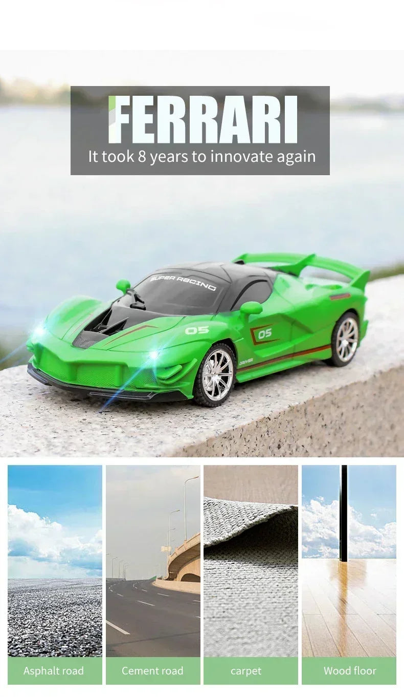 1:18 Radio Remote Control Car Chargeable RC Car High Speed 15km/h 2.4G With LED Light Toys for Boys Girls Vehicle Racing Hobby