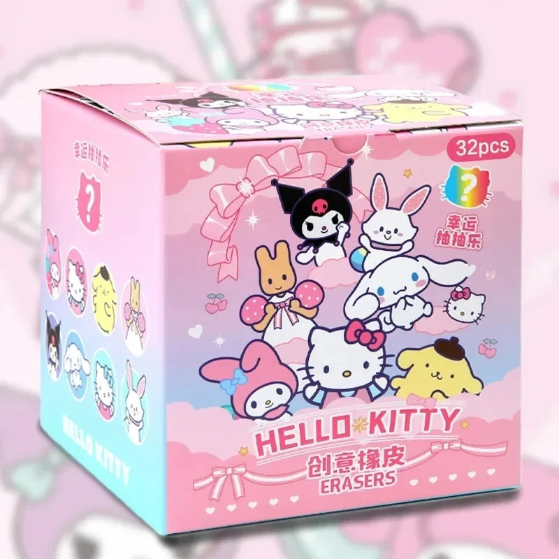Sanrio Cartoon Eraser Rubber 32pcs Kawaii Students Stationery Kuromi Hello Kitty 3D Eraser Clean Tools School Children Gifts