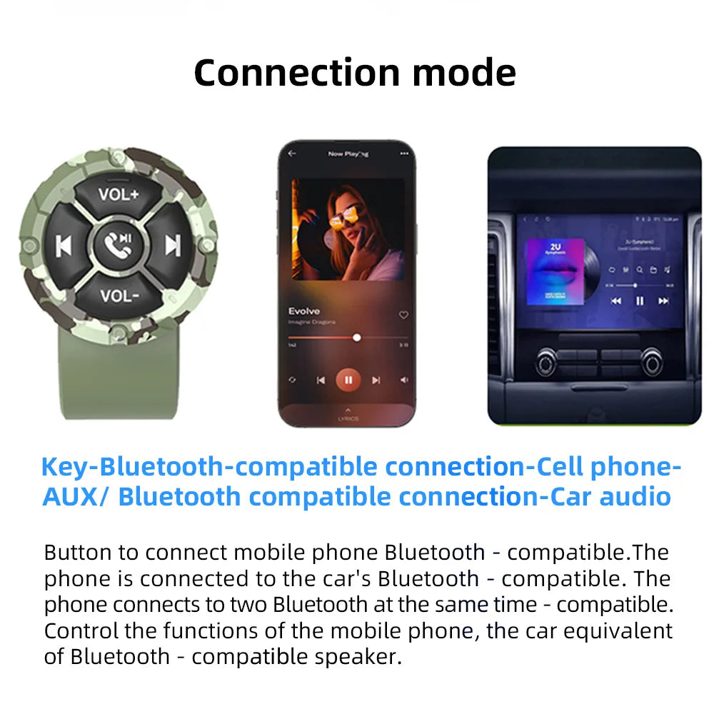 AD 5 Key Wireless Remote Controller Button Helmet Earphone Motorcycle Bike Handlebar Car Steering Wheel Control Media