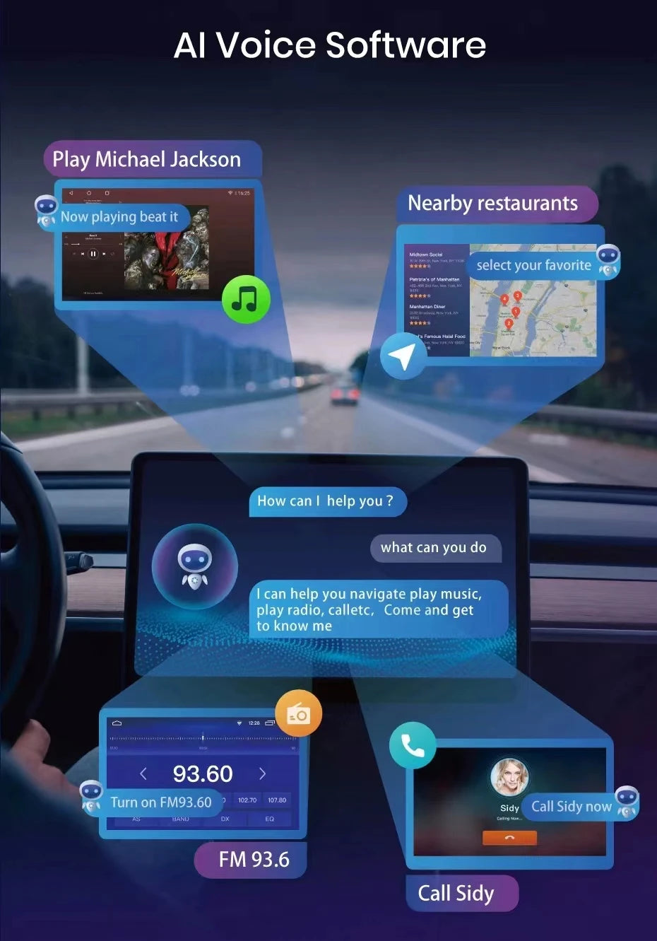 Junuse 7" Wireless Android Auto Carplay For Fiat 500 2007~2015 Android 13 Carplay GPS Navigation Multimedia Player White Black