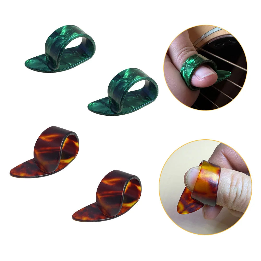 4Pcs Celluloid Guitar Thumb Picks Finger Picks Replacement Instrument Playing Accessories For Ukulele Electric Guitar