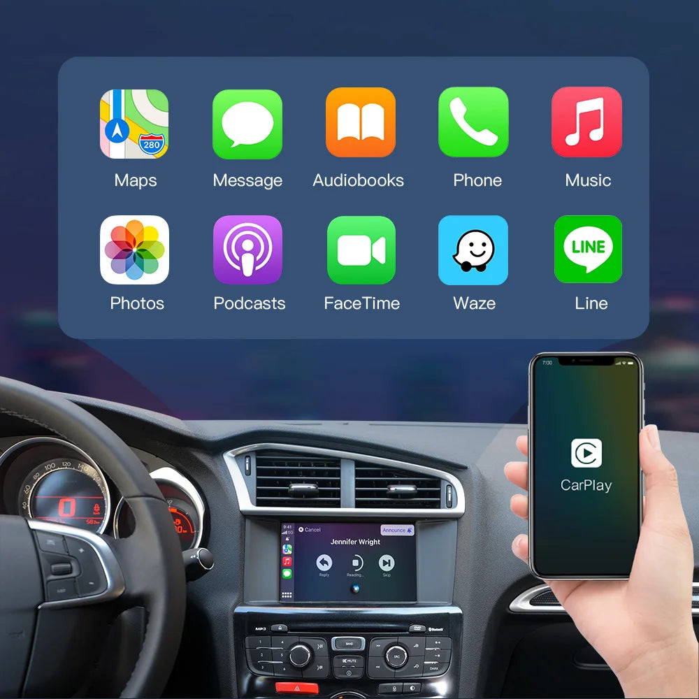CARABC Wireless  Carplay Android Auto For Peugeot&Citroen SMEG&MRN NAC 208 308 508 3008&C4 DS3 DS5 Support Reverse Camera