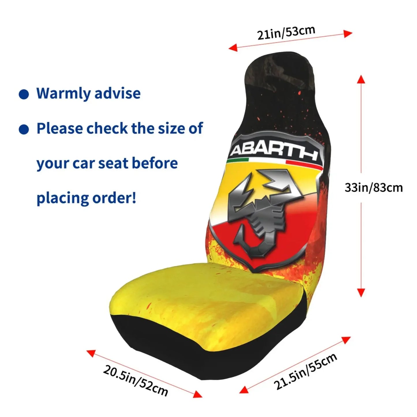 Custom Print Automobile Seat Cover German Flag Abarth Cool Logo Seat Covers for Cars Universal Fits Most Car Seat Covers