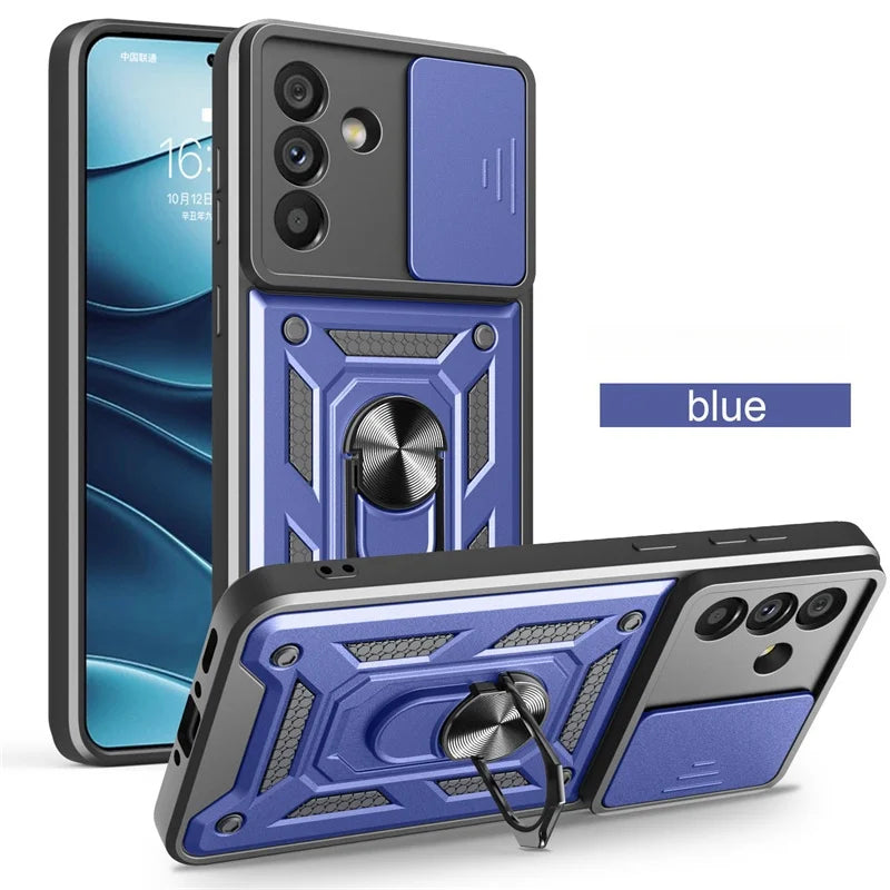 Armor Case For Samsung Galaxy S24 FE S22 S23 Plus S21 S25 Ultra S20 A54 A16 5G A56 A55 A35 A15 A05 A06 Slide Lens Protect Cover