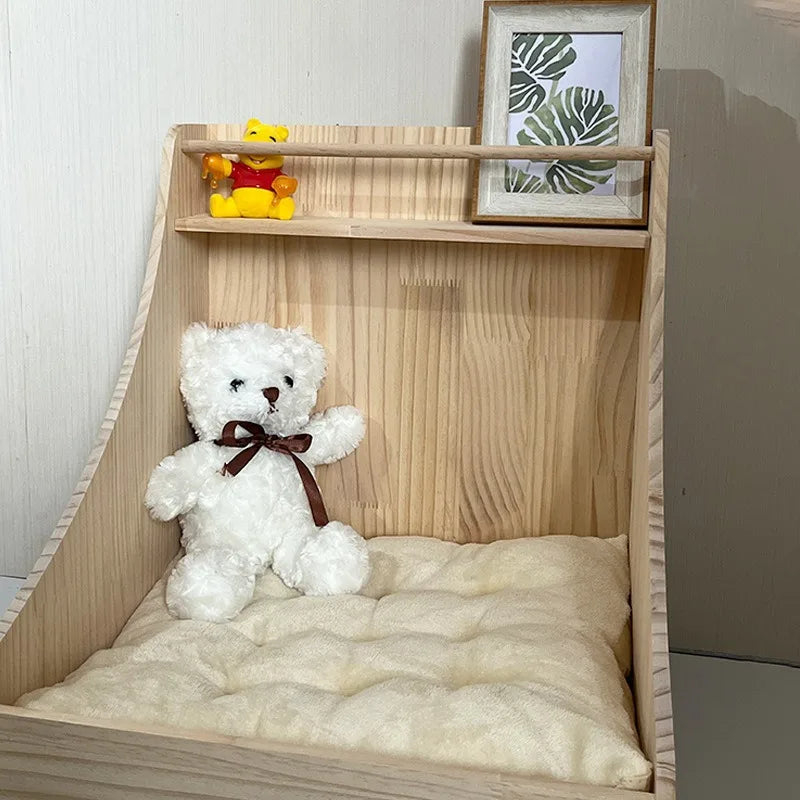 Solid Wood Dog House Cat Bed Small Dog Resting Sleeping Place Comfortable Soft Dog Bed Habitats Cat Product House Accessories
