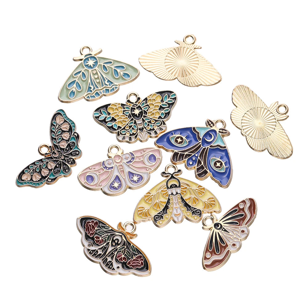 10Pcs/lot 10 Styles Alloy Metal Drop Oil Butterfly Charms Animal Pendant For DIY Bracelet Necklace Jewelry Making Accessories