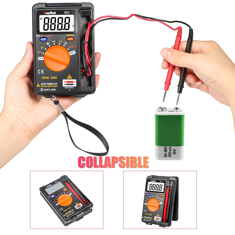 RuoShui 921 Digital Multimeters 4000 Counts Mini Auto Range Resistance Tranistor Capacitance Multimetros Multimeter Digital