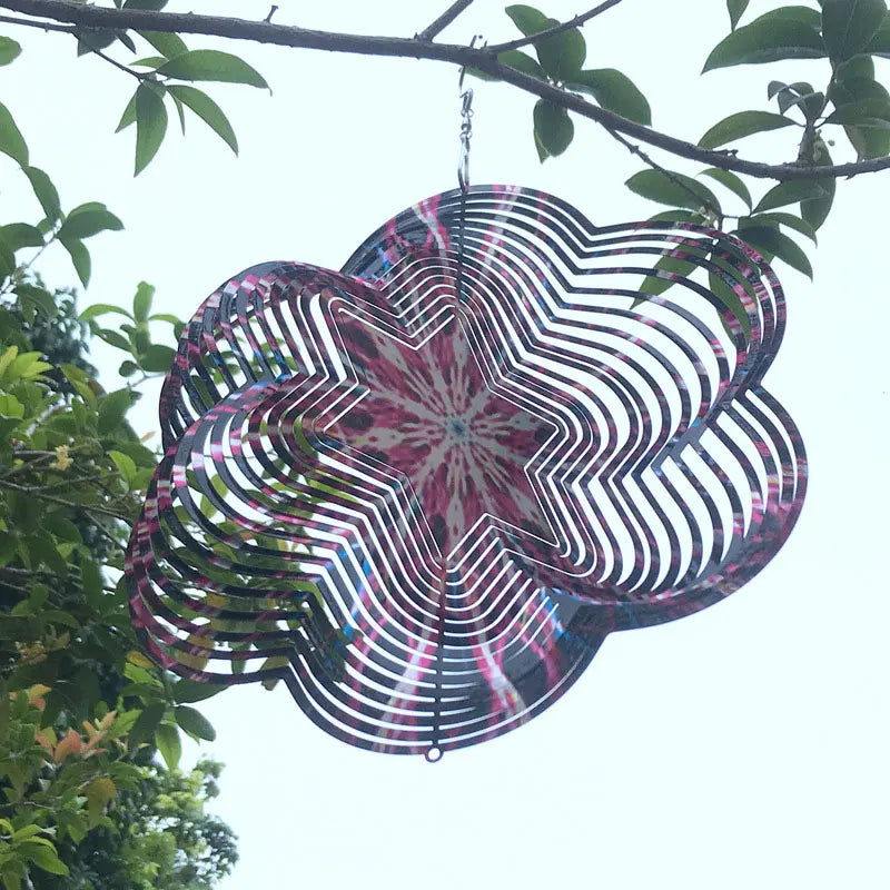 3D Wind Spinner Chime Heart Square Drop Shape Stainless Steel Rotating WindChime For Both Outdoor Garden And Indoor
