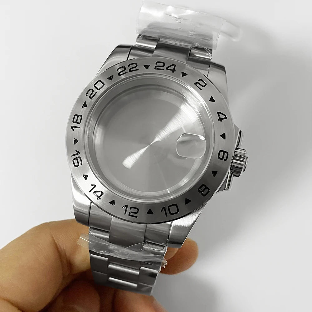 39mm EXP 24 Hours Fixed Bezel NH34 NH35 NH36 NH38 Sapphire Glass Watch Case Solid Bracelet Stainless Steel ETA2824 PT5000 Case