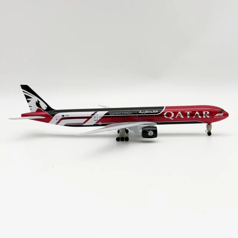 20cm Metal Scale Aircraft 777-300 Qatar Airways With Wheels Die-Cast Airplane Collectible For Aviation Enthusiast Gift