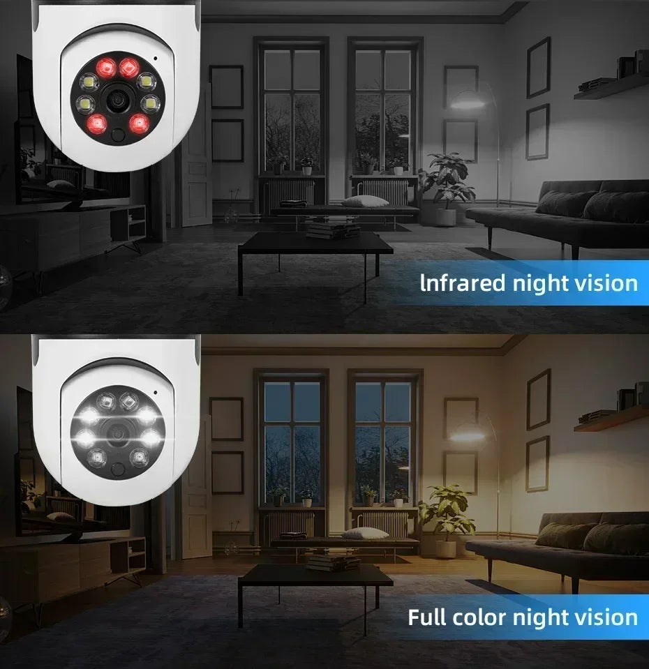 E27 Bulb Camera 4X Digital Zoom AI Human Motion Detect Full Color Night Vision Surveillance Camera APP Yiiot