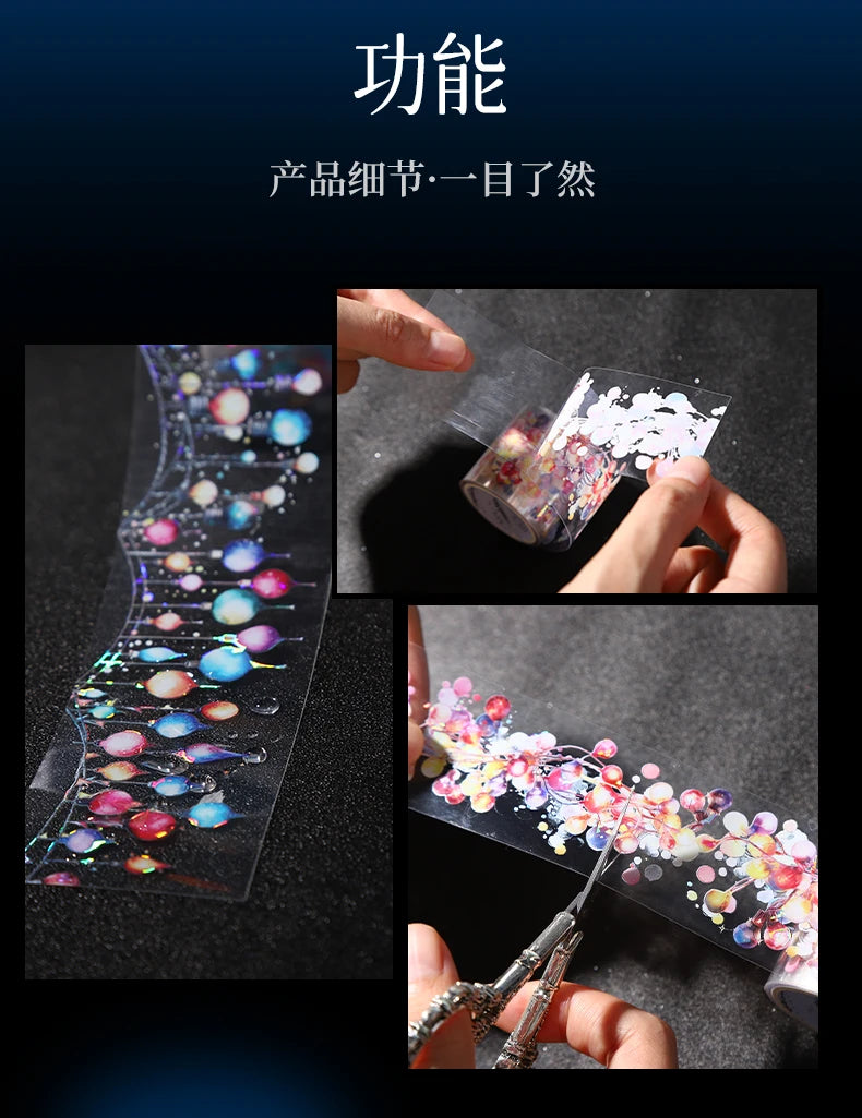 TIAN ZI 200 cm/ Roll lamplight PET Tape Cute Literary INS Style Journal Handbook Tapes Creative DIY Dairy Collage Stationery