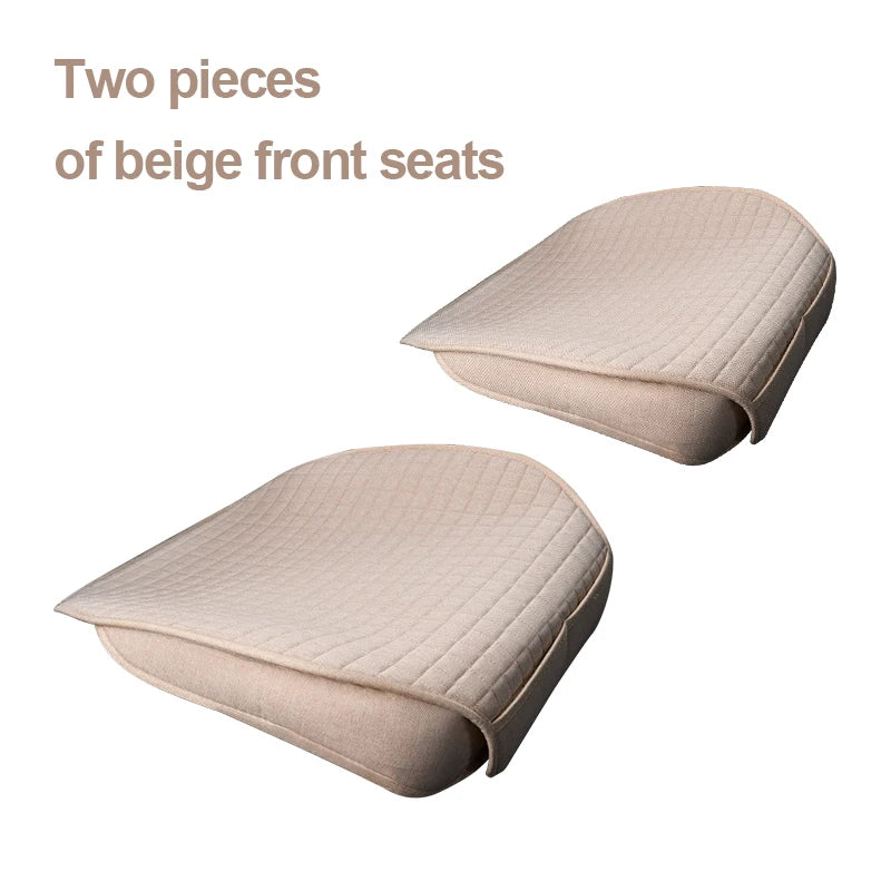 Flax Car Seat Cover Four Seasons Front Rear Linen Fabric Cushion Breathable Seat Protector Mat Pad for Auto Interior Accessories