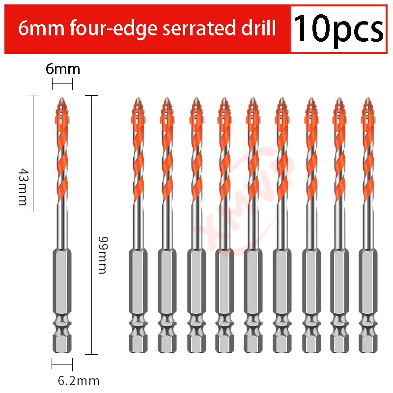 Four-edge serrated drill, eccentric drill bit, high-hardness tile and concrete drilling Super hard electric drill dry drilling