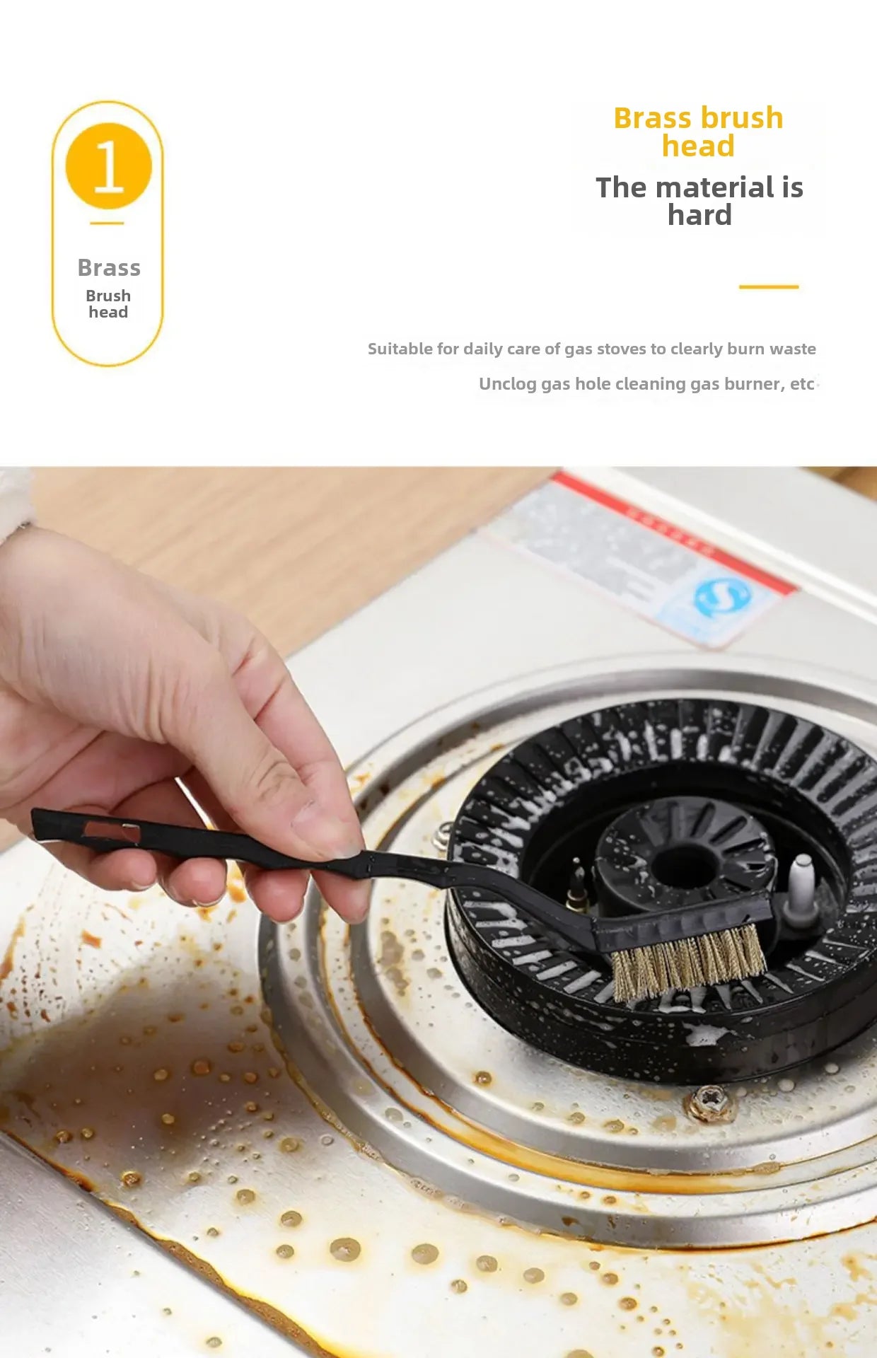 Japanese Gas Stove Cleaning Brush 3 Pack Kitchen Supplies Range Hood Stove Cleaning Tool Steel Wire Small Brush