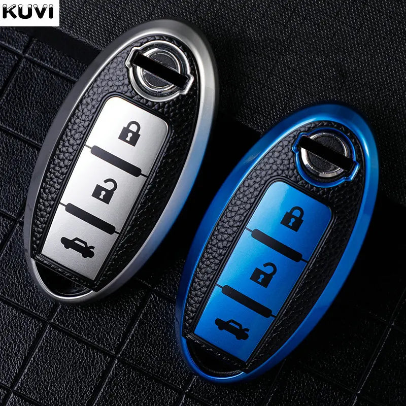 Leather TPU Car Key Case Cover for Nissan Leaf Micra Qashqai J11 J10 X Trail T32 Versa Note Patrol Key Fob Cover Accessories