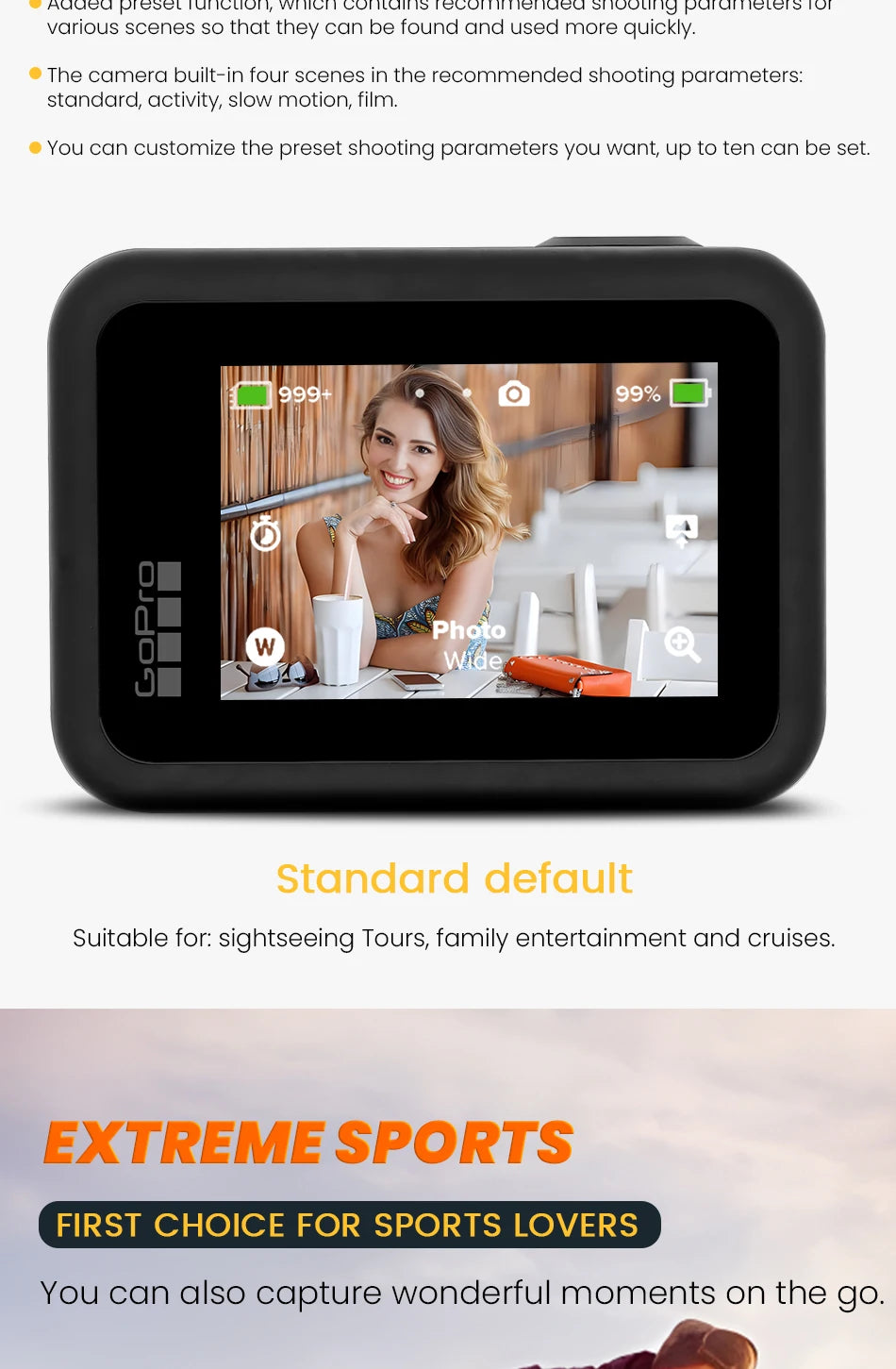 GoPro hero 8 Black stable 4K video 12MP photo portable 1080p live broadcast Motorcycle and Skiing Sports go pro Camera