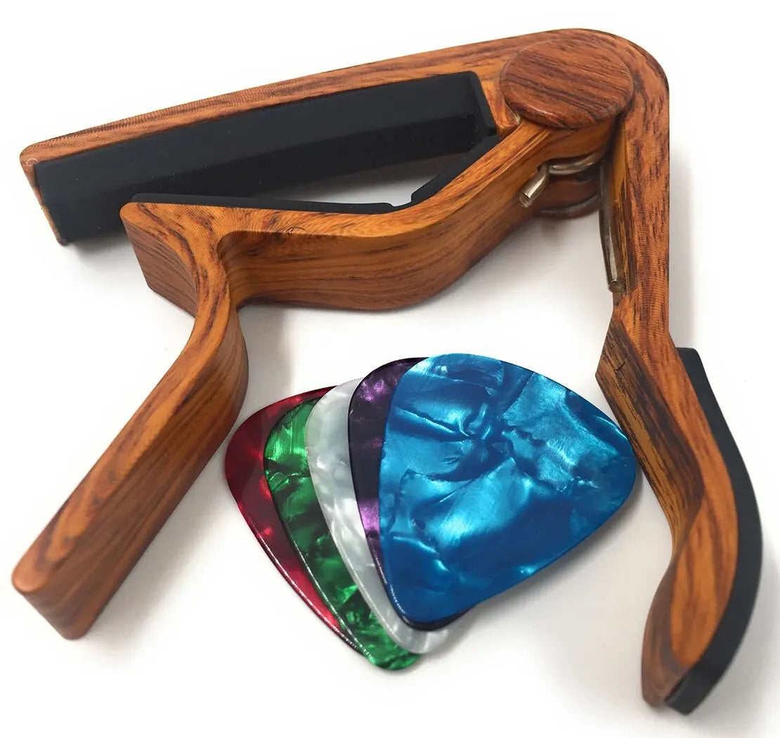 Miwayer Guitar Capo for Acoustic and Electric Guitars Rosewood Color with 5 Picks