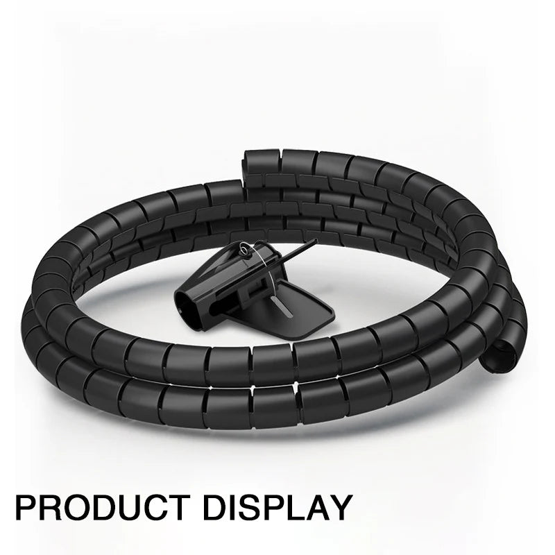 2M 16/10mm Flexible Spiral Cable Wire Protector Cable Organizer Computer Cord Protective Tube Clip Organizer Management Tools