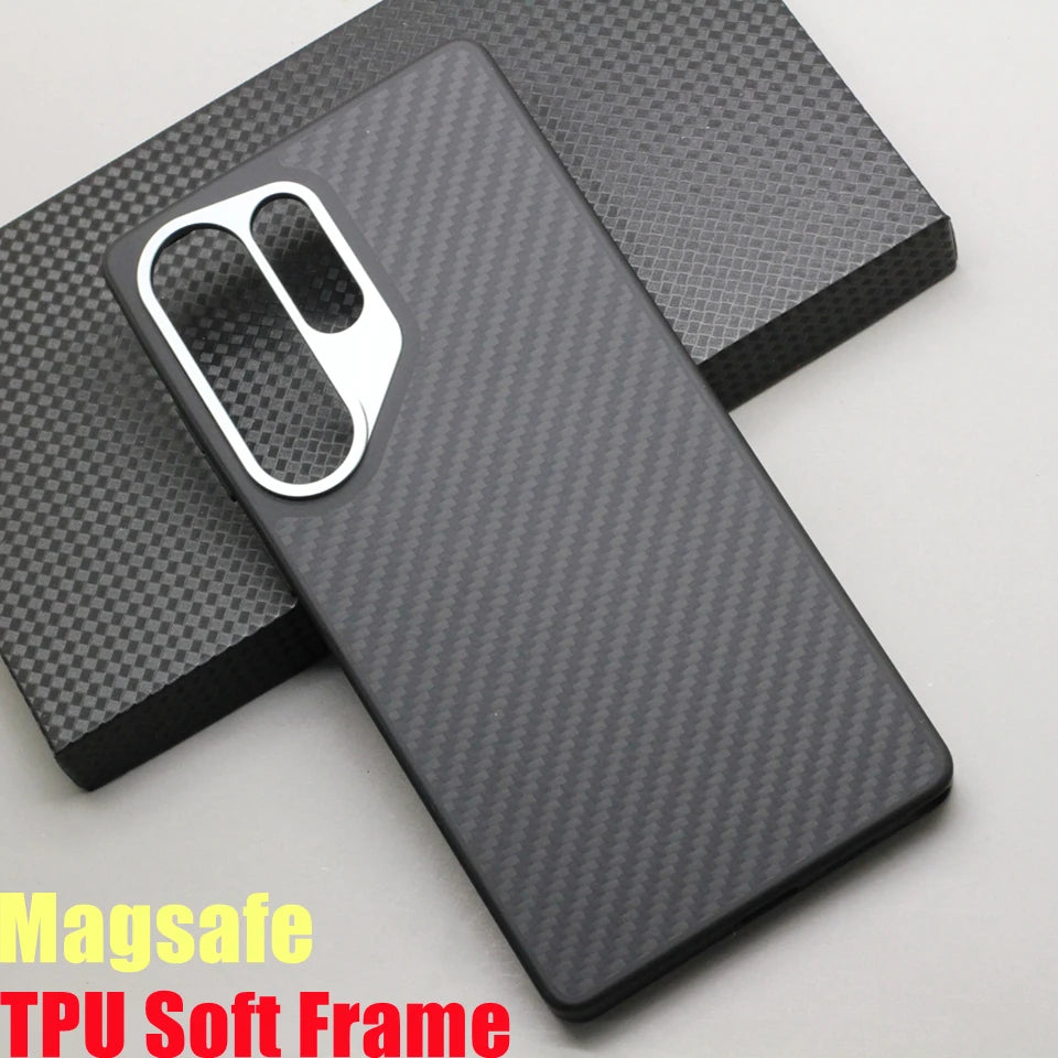 HANWOR Magnetic Carbon Fiber Phone Case for Samsung Galaxy S25 Ultra 600D Aramid Fiber Magnetic Cover S25 Ultra Magsafe Case