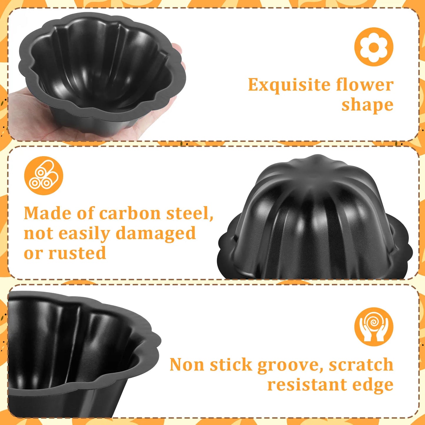 10Pcs Cake Pan Non Stick Coated Carbon Steel Cake Pan Flower Shape Cake Baking Pan Cake Baking Mold for Baking Cake Oven