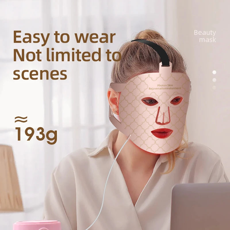 4 in 1 Red Led Light Therapy Infrared Flexible Soft Mask Silicone 4 Color Led Therapy Anti Aging Advanced Photon Mask IPX7 New