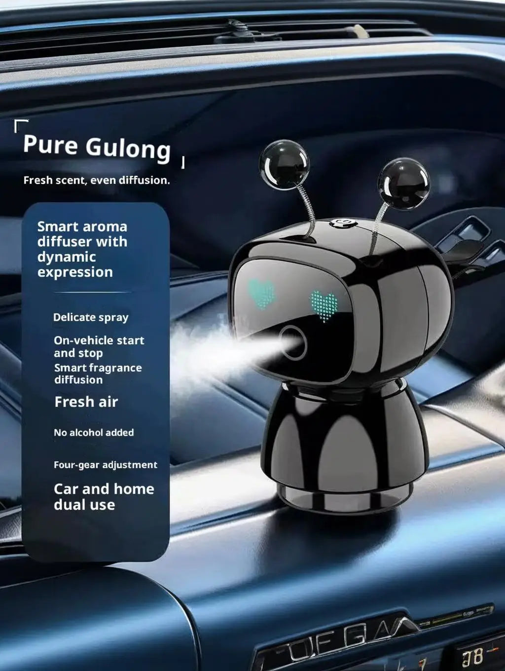 Creative Car Smart Aromatherapy Diffuser - Robot-shaped Aromatherapy Ornament, Air Freshener with Long-lasting Light Fragrance