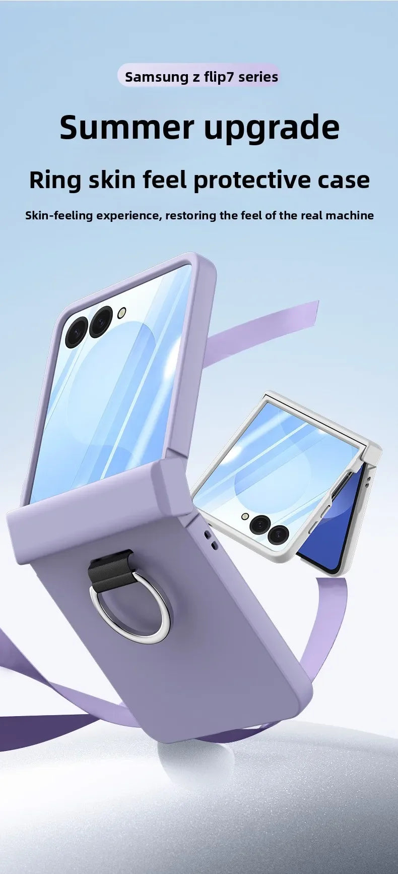 Ring Folding Phone Case for Samsung Galaxy  Z Flip  7 6 5 4 3 ZFlip7 FE All Inclusive Hinge ProtectiveShockproof Cover
