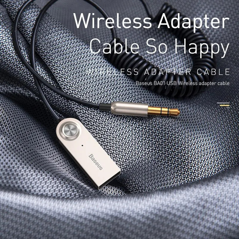 Baseus BA01 Aux USB Bluetooth Adapter Dongle Cable For Car 3.5mm Jack Aux Bluetooth 5.0 Receiver Speaker Audio Music Receiver