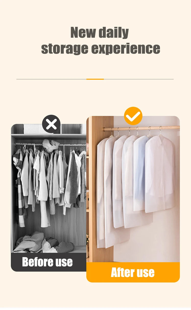 Dust proof Garment Protector Cover Bag Fully Enclosed Clothes Cover with Zipper Clothes Bags Hanging Durable Clothes Storage Bag