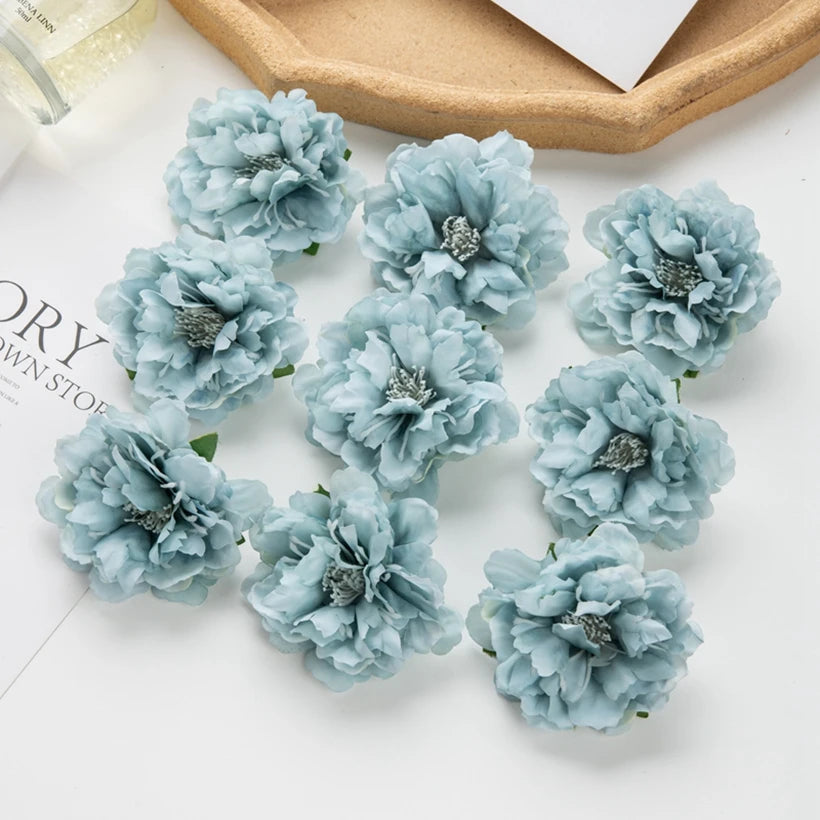 5/10pcs Artificial Flower Silk Peony Scrapbook Diy Home Vase Christmas Wreath Wedding Wall Decoration Garden Arch Accessories