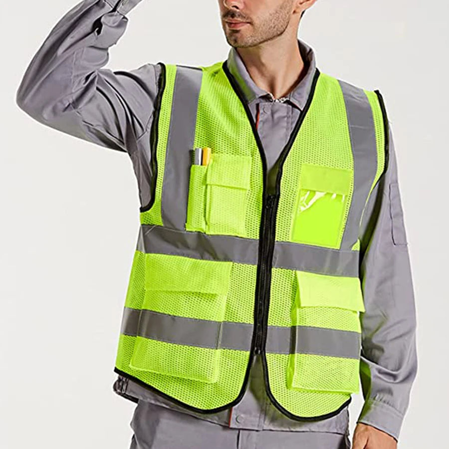 Safety High Visibility Reflective Vest Adjustable Reflective Security Vests Traffic Night Outdoor For Running Cycling Sports