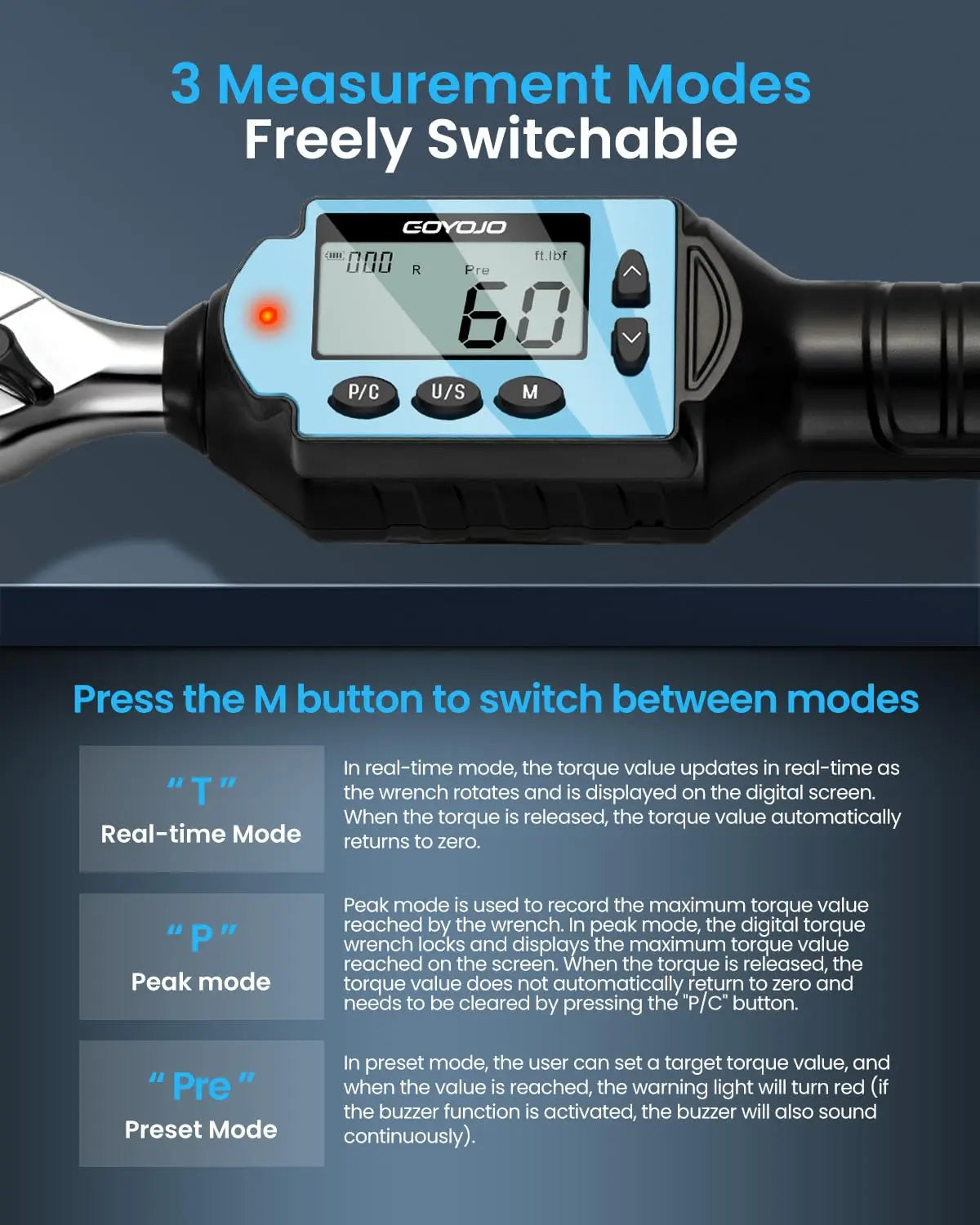 New Digital Preset Torque Wrench 1/2" 3/8" 1/4"  Bidirectional Ratchet Head Professional Adjustable Bicycle Repair Hand Tools