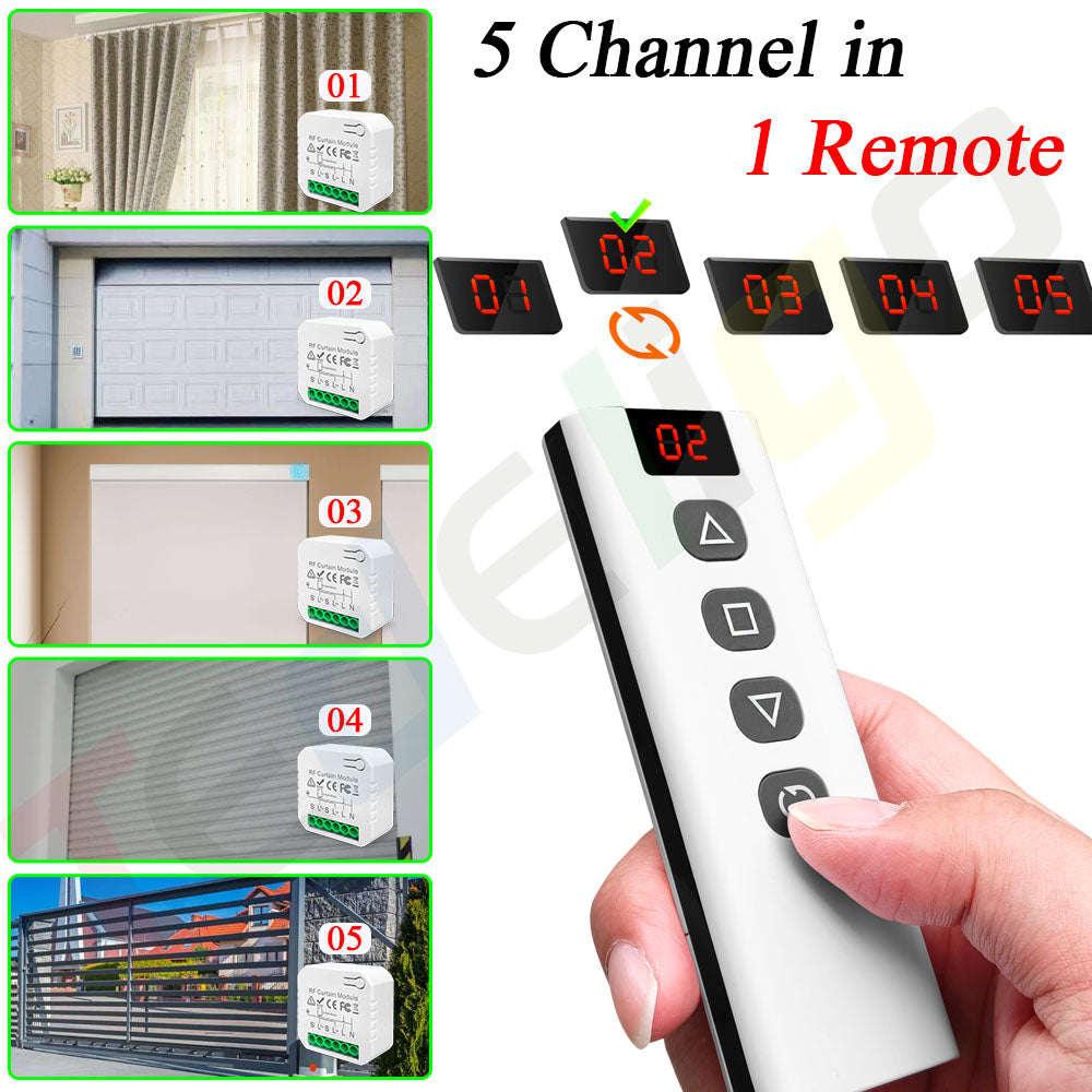 Tedeligo Tuya WiFi RF Smart Curtain Switch,110V 220V Roller Shutter Blinds Control Module with Wireless Remote,work with Alexa