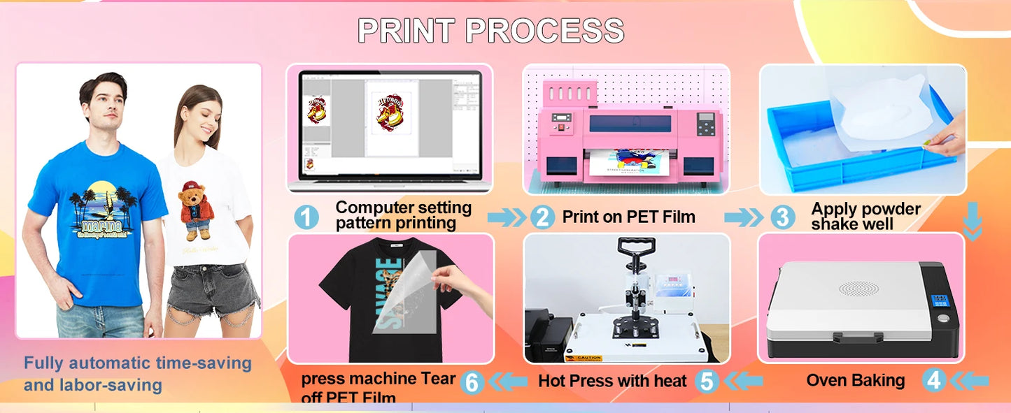 A3 DTF Transfer Printer A3+ XP600 DTF Printer T Shirt Printing Machine A3 With Powder shaking machine for Clothes Hoodies Jeans