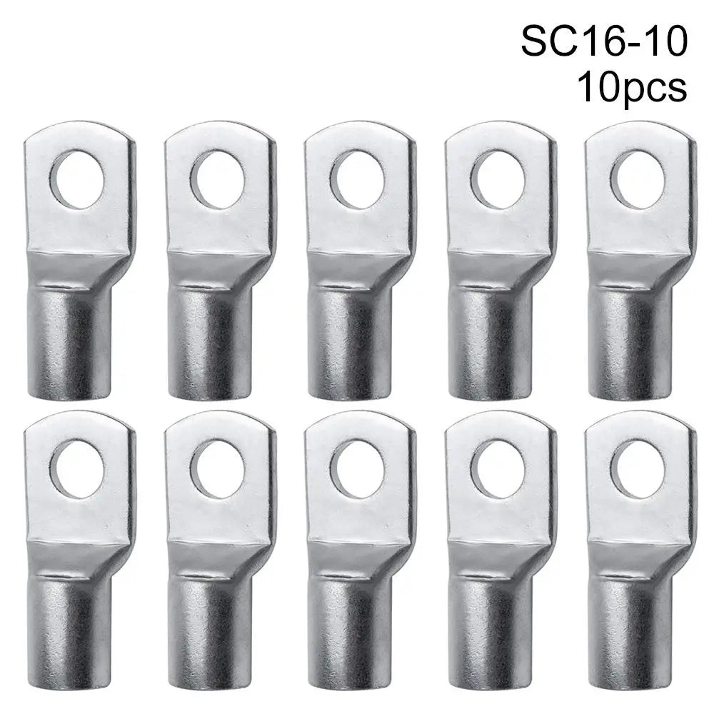 10pcs 16-35mm2 SC16-6 SC25-6 SC35-6 Tinned Copper Wire Nose Terminal Crimp SC Type Lugs Ring Cable Connector Kit