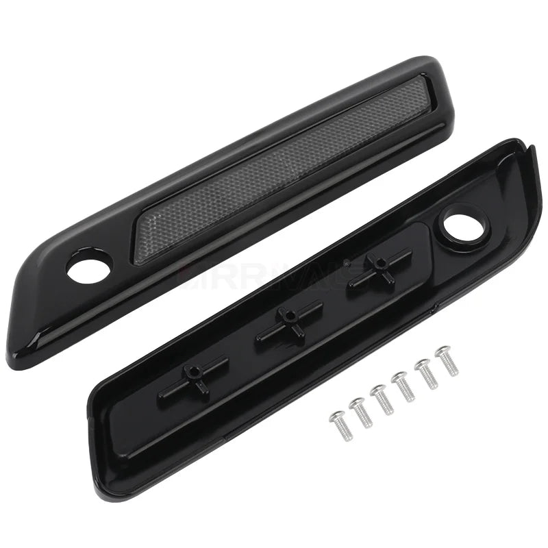 Motorcycle Black Hard Saddlebag Latch Cover Smoke Reflectors For Harley Touring Road King Road Glide Street Glide 2014-up