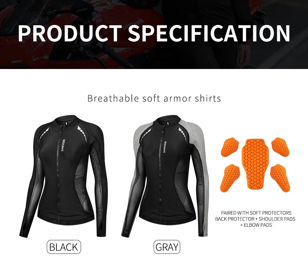 WOSAWE Women Motorcycle Soft Armor Full Body Summer Motorbike Protective Jacket Motocross Racing Pants CE Approved