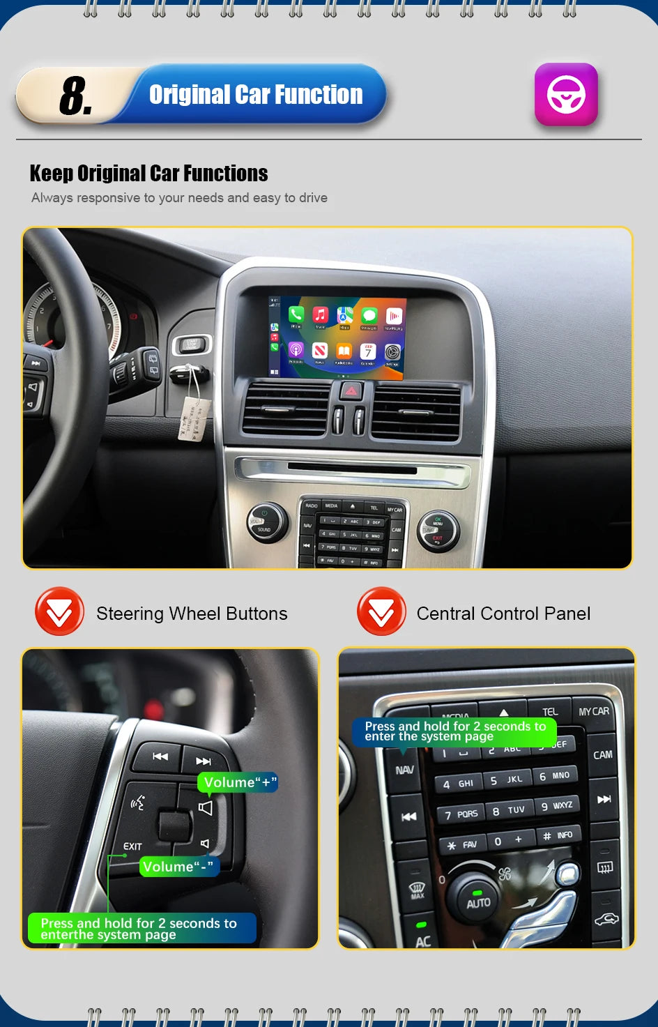 Wireless CarPlay Android Auto Box 5G Upgrade Version For Volvo V40 V60 XC60 S60 V70 XC70 S80 2010-2014 OEM Microphone Accessorie