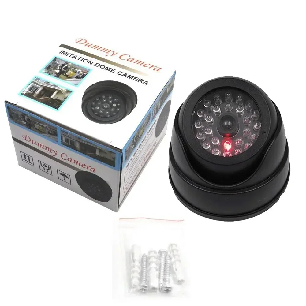 Dummy Fake Camera  with LED Red Light Dome Home Security Surveillance Cameras Simulation Burglar Alarm with Blinking Red LED Cam