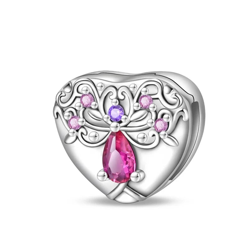 925 Sterling Silver Princess Powder Series Exquisite Daily Bow Sweet Charms Beads Fit Pan Original Bracelets DIY Jewelry