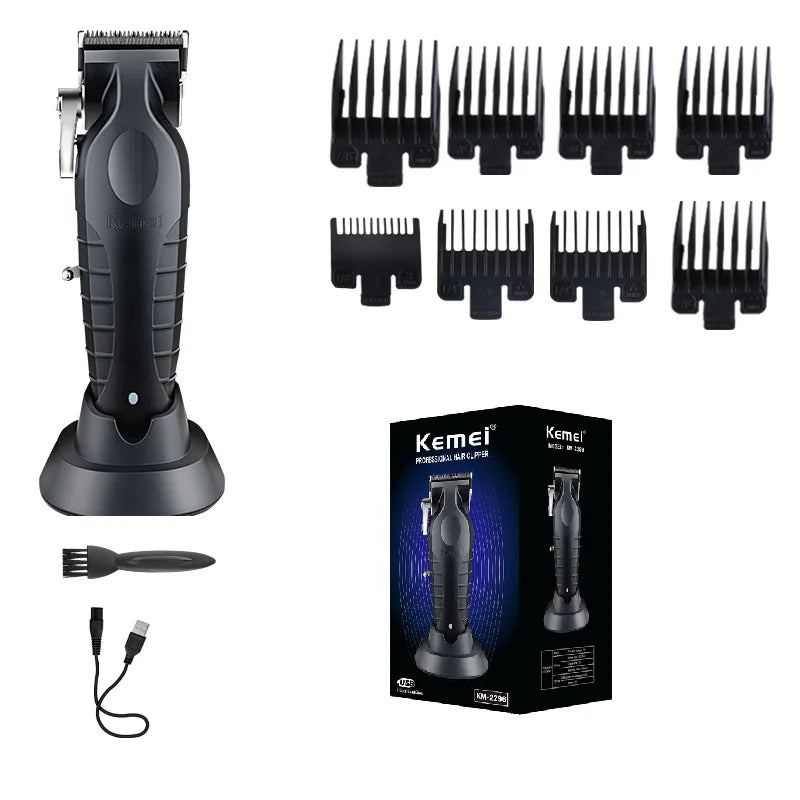 2500mah Lithium Battery Adjustable Trimmer Kemei Km-2296 Usb Rechargeable Cordless Electric Body Groin Hair Trimmer For Men