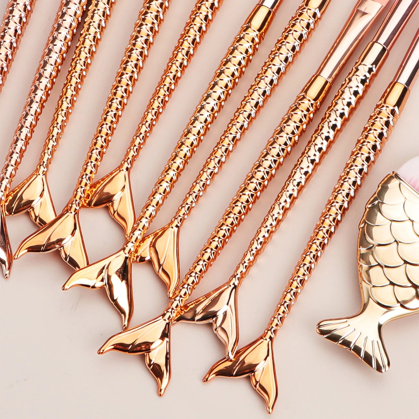 11 pcs mermaid makeup brushes, fish tail makeup brush set, beauty tools