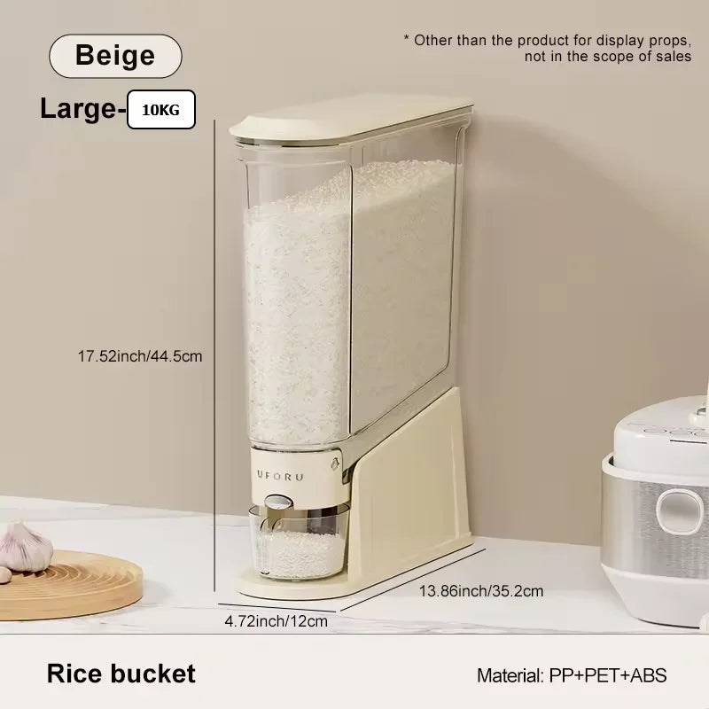 1PCS 5/10KG Sealed Rice Bucket Sealed Moisture-Proof Dispenser with Cup Grain Powder Boxes Insect-Proof Cereal Kitchen Container