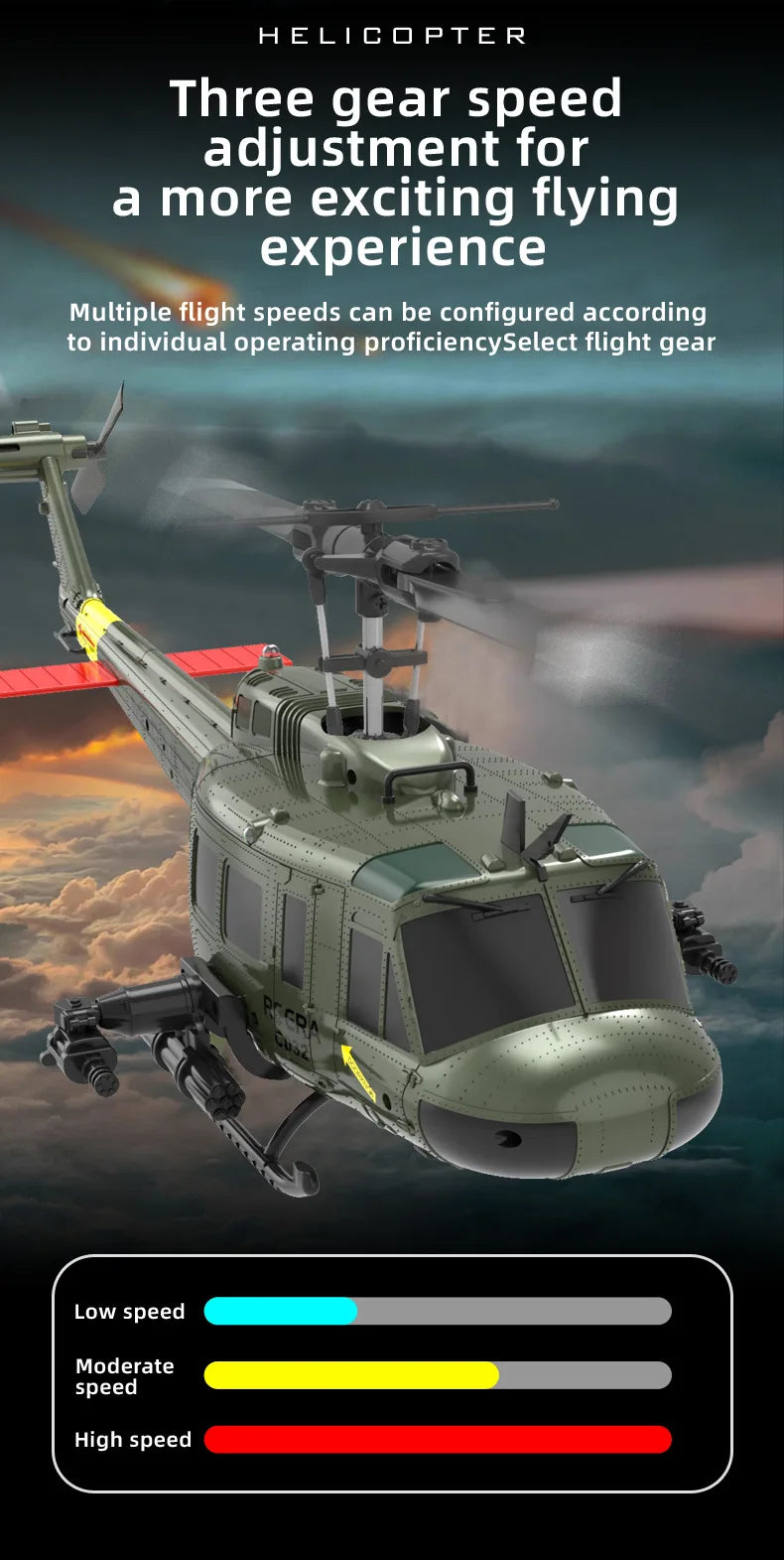 2.4G Hot UH-1 Huey 2.4G remote control helicopter six-channel six-axis gyroscope one-button inverted aerobatic helicopter model