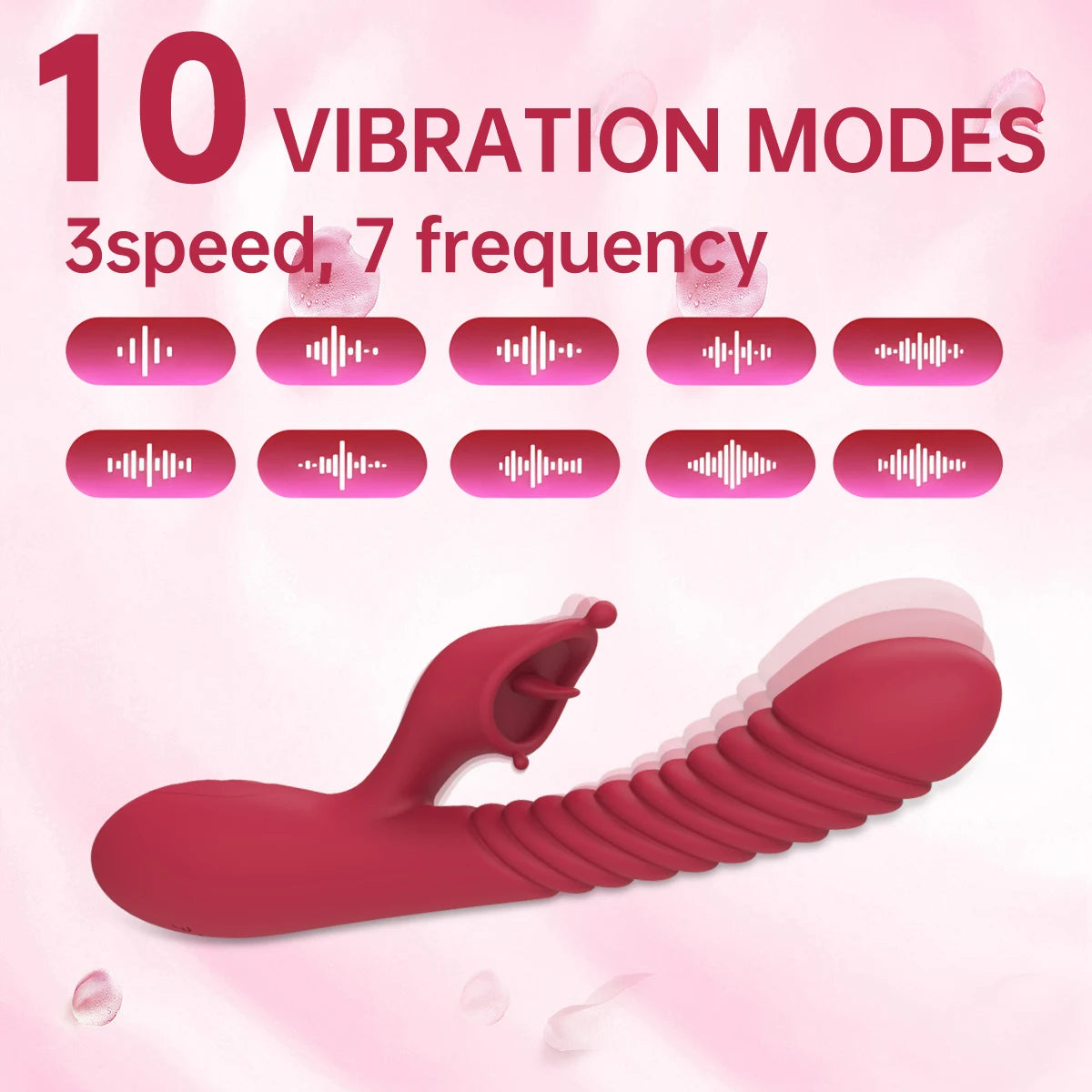 Silicone Tongue Licker Vibrator 10 Vibration Modes Dual G-spot Powerful Vibrating Massager Adult Sex Toys, Ladies Sexy Toys